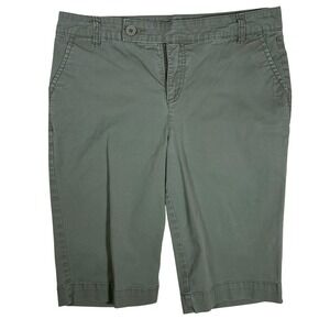 Style & Co Olive Green Bermuda Shorts Size 10 Stretch Cotton Utility Chino